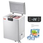 VEVOR Chest Freezer, 3.5 Cu.ft Compact Deep Freezer, Free Standing Top Open Door Chest Freezers with 2 Removable Baskets & Adjustable Thermostat, Energy Saving & Low Noise, White