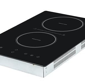ZJEQB 2 Burners Electric Stove Induction Cooktop built in,child safety lock, timer,touch electric furnace induction furnace vertical double stove smooth surface 12 inch, 120V black ceramic glass