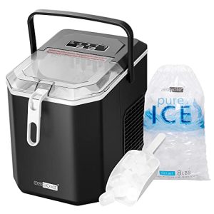 VIVOHOME Electric Portable Compact Countertop Automatic Ice Cube Maker Machine with Handle Hand Scoop 10 Ice Bags and Self Cleaning Function 26.5lbs/Day Black