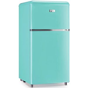 WANAI Small Refrigerator with Freezer 3.5 Cu.Ft Mini Fridge for Bedroom Dual Door Adjustable Shelves Dorm Refrigerator Suitable for Home Garage Office College