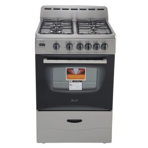 Avanti Gas Range Oven, Compact Freestanding Design, 4 Sealed Burners with Electronic Ignition, 2.6 Cu.Ft. Capacity Features Glass Door Storage Drawer Broiler and Accessories, 24-Inch, Stainless Steel