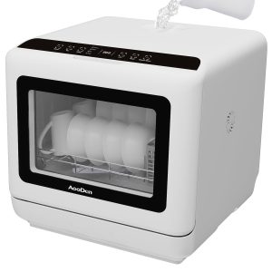 AooDen Portable Dishwasher Countertop Dishwasher with 5L Built-in Water Tank, No Hookup Needed, 5 Washing Programs, Air-dry Function, Fruit Washing, Delay Function, Mini Dishwasher for Apartment, RVs