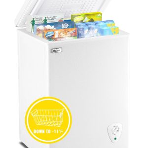 WANAI Chest Freezer Small Deep Freezers with Removable Storage Basket Freestanding Top Door Compact Mini 7 Gears Temperature Control for Office Dorm Apartment
