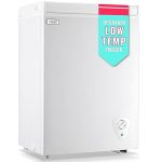 WANAI Chest Freezer Compact Deep Freezers with Adjustable Thermostat Small Mini White Freezer Freestanding Compressor Cooling with Storage Basket for Home Kitchen Office Bar