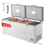 VEVOR Chest Freezer, 19.8 Cu.ft / 561 L Large Deep Freezer with Split Top Double Locking Lids, Freestanding Commercial Chest Freezer & 4 Removable Baskets, 7-Level Adjustable Temp, LED Light, 6 Wheels