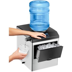 ARLIME 2-in-1 Ice Maker Countertop with 5 Pounds Storage Basket, Portable Ice Machine with 2 Ways to Add Water, 48 Pounds in 24 Hours, Compact Ice Maker with Scoop for Kitchen, Office, Party