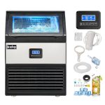Winado Commercial Ice Maker Machine, 320 LBS/24H Stainless Steel Freestanding Ice Maker w/ 55 LBS Storage Bin, Auto Clean Under Counter ice Machine for Home, Restaurant, Bar, Hotel, Store, 450W