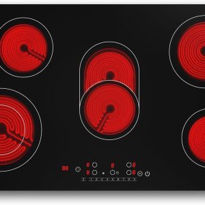 VBGK Electric cooktop 36 inch,Electric Stove burner,Built-in and Countertop Electric Stove Top, LED Touch Screen,9 Heating Level, Timer & Kid Safety Lock, Touch Control,240V 8600W Cooktop