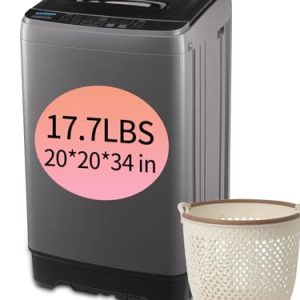 17.7 lbs Full Automatic Washer with Drain Pump, KRIB BLING Washing Machine with LED Display, 10 Washing Programs & 8 Water Levels Selections, Ideal for Camping, Apartment, Dorm, Grey