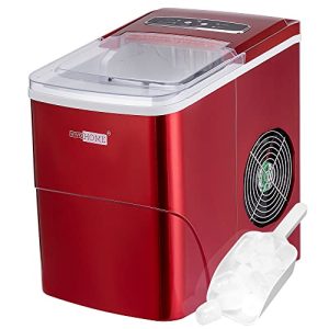 VIVOHOME Electric Portable Compact Countertop Automatic Ice Cube Maker Machine with Self Cleaning Function Visible Window and Hand Scoop Red 26.5lbs/Day
