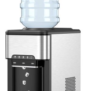 ARLIME Ice Maker with Water Dispenser, 3-in-1 Countertop Ice Machine, 48 Pounds in 24 Hours, 4 lbs Storage Basket, Safety Lock, Hot/Cold Water Cooler for 5 Gallon Bottle, for Home Office Kitchen RV