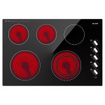 30 Inch Electric Cooktop 5 Burners Built-in Electric Stove Top 7300W 11 Power Levels,Knob Control,Keep Warm Function,Child Safety Lock,Hot Surface Indicator