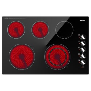 30 Inch Electric Cooktop 5 Burners Built-in Electric Stove Top 7300W 11 Power Levels,Knob Control,Keep Warm Function,Child Safety Lock,Hot Surface Indicator