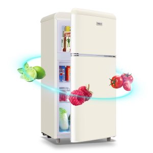 WANAI Refrigerator 3.5 Cu.Ft Refrigerator with Freezer, Retro Fridge with Dual Door,7 Adjustable Thermostat, Adjustable Shelves For Dorm, Office Bedroom,White