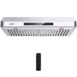 Under Cabinet Range Hood 30 Inch,900 CFM Stainless Steel Kitchen Stove Vent Hood with 4 Speed Exhaust Fan Gesture Sensing/Touch/Remote Control