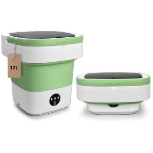 12 L Portable Washing Machine, Mini Washer with 3 Modes Cleaning for Underwear, Baby Clothes, Sock, Small Delicates. Foldable Washer and Dryer Combo for Apartment, Home, Hotel, Camping,RV(Green)