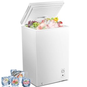 Antarctic Star 2.7 Cu. ft Chest Freezer 6.8℉to -4℉with Removable Basket Free Standing Top open Door Compact Freezer with Adjustable Temperature Defrost Water Drain/Power Saving White