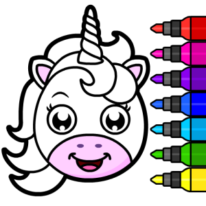 Unicorn Coloring Games: Drawing for Kids, Rainbow Color Pages & Painting Book for Girls Free