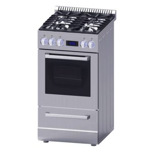 Avanti Gas Range Oven ELITE Series Compact Freestanding Design, 2.1-Cu.Ft. Capacity 4 Sealed Burners with Electronic Ignition, Includes Broiler Storage Drawer and Accessories, 20-Inch, Stainless Steel
