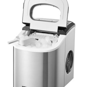 VEVOR Countertop Ice Maker, 9 Cubes Ready in 6 Mins, 33lbs in 24Hrs, Self-Cleaning Portable Ice Maker with Ice Scoop and Basket, Ice Machine with 2 Sizes Bullet Ice for Home Kitchen Office Bar Party
