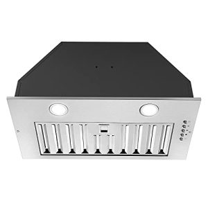 Zomagas 20 inch Range Hood, Built-in Kitchen Hood 600CFM, Range Hood Insert Ducted/Ductless Convertible, Stainless Steel Baffle Filter, Vent Hood Insert with 3 Speed Fan, 2PCS Replaceable LED Lights
