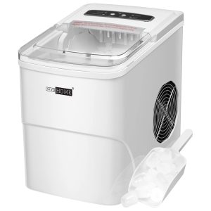 VIVOHOME Electric Portable Compact Countertop Automatic Ice Cube Maker Machine with Self Cleaning Function Visible Window and Hand Scoop White 26.5lbs/Day