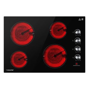 AMZCHEF 30 Inch Electric Cooktop, Built-in with 4 Burners Max 7000W with ETL Safety Certified, 30" Glass Ceramic Cook Top,Knob control, Hot Surface Indicator,220V - 240V Hard Wire, No Plug