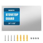 24" By 36" Stainless Steel Stove Backsplash, Reversible Ultra Flat Splatter Guard Range Hood Backsplash, Easy Clean Wall Shield Magnetic Metal Panel