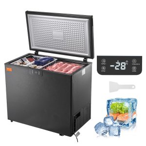 VEVOR Chest Freezer, 7 Cu.ft / 198 L Compact Deep Freezer, Free Standing Top Open Door Compact Freezers with 2 Removable Baskets & Adjustable Thermostat, Energy Saving & Low Noise, Black