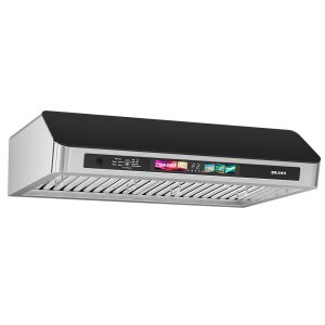 Under Cabinet Range Hood 36 Inch with Voice/Gesture/Touch Control, 900 CFM Stainless Steel & Upgraded Black Tempered Glass Ducted Kitchen Vent Hood with 4 Speed