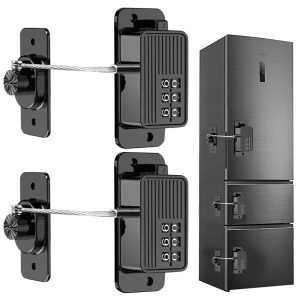 WILNIRY 2 Pcs Refrigerator Fridge Freezer Door Lock with Password, Child Proof Door Lock for Kitchen Refrigerator, Cabinets and Drawers, Closets, Windows, Doors-No Tools Need or Drill