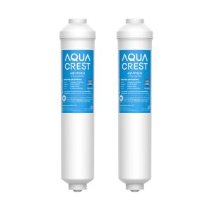 AQUA CREST FF35 Inline Carbon Water Filter for Reverse Osmosis Water System, NSF Certified, Replacement Cartridge With 1/4" Quick-Connect, Inline Water Filter for Ice Maker & Refrigerator, 2-Pack