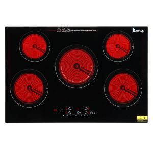 Winado 5 Burners Electric Ceramic Cooktop 30 inch, 220-240V Flat Top Stove, Multi-function Elecric Stove Top w/9 Heating Level, Kid Safety Lock, Sensor Touch Control, Timer Setting 7600W, No Plug