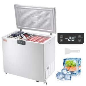 VEVOR Chest Freezer, 7 Cu.ft / 198 L Compact Deep Freezer, Free Standing Top Open Door Compact Freezers with 2 Removable Baskets & Adjustable Thermostat, Energy Saving & Low Noise, White