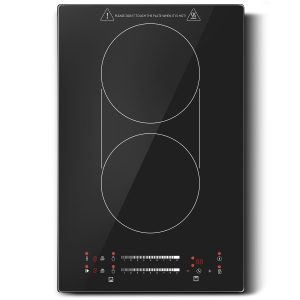 12 Inch Induction Cooktop 2 Burners, 120V 1800W Electric Stove with Bridge Function & 9 Power Levels, Built-in/Countertop Induction Burner for Kitchen, RV, Outdoor Camping