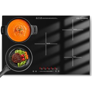 VoltCuisine Portable Induction Cooktop, 7200W Hot Plate Electric Stove for Countertop, Precision Top Induction Burner, Powerful with 9 Preset Power Levels, Child Safety Lock,Independent Timer with mat