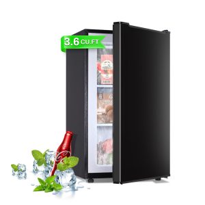 Upright Freezer 3.6 Cubic Feet, Mini Freezer with Removable Baskets, 3 Level Adjustable Temperature from -13°F to 23°F, Manual Defrosting, Reversible Stainless Steel Door, Suitable for Home, Black