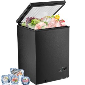Antarctic Star 3.5 Cu.ft Chest Freezer 6.8℉to -4℉with Removable Basket Free Standing Top open Door Compact Freezer with Adjustable Temperature Defrost Water Drain/Power Saving Black