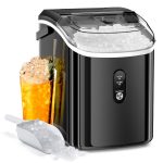 AGLUCKY Nugget Ice Maker Countertop,35lbs/24H,Portable Pebble Machine with Handle,Self-Cleaning Function,One-Button Operation for Home/Kitchen/Office(Black)