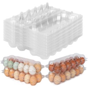 40 Packs Plastic Egg Carton,Egg Cartons 2 * 6Grids，Egg Cartons Cheap Bulk，Perfect forfor 12 Eggs, Refrigerator Chicken Farm Markets，Large