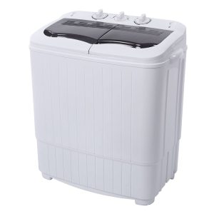 Winado 15LBS Portable Washing Machine, Compact Mini Washer Machine & Spin Cycle Combo, Built-in Gravity Drain, Small Twin Tub Washer with Spin Cycle for Laundry Room, Apartments, Dorms, RV's (Grey)