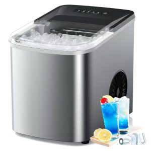 38lbs/Day Countertop Ice Maker Machine, Fast Making 9 Ice Cubes in 3.5 Mins, Self-Cleaning Portable Ice Maker with 2 Bullet Sizes, Quiet Operation for Home Kitchen, Camping, RV, and Parties