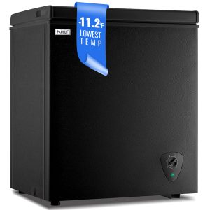 WANAI Chest Freezer Small Deep Freezer with Large Capacity Fast Freezing Freezers for Home Office Dorm with One Removable Basket, Wheels & Adjustable Feet, 7 Temp Control from -12℉ to 50℉, Black