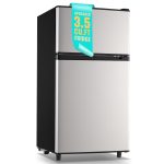 WANAI Small Refrigerator with Freezer 3.5 Cu.Ft Mini Fridge with Freezer on Top Double Door Small Fridge for Bedroom Dorm Room College Office Silver