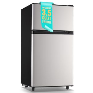 WANAI Small Refrigerator with Freezer 3.5 Cu.Ft Mini Fridge with Freezer on Top Double Door Small Fridge for Bedroom Dorm Room College Office Silver