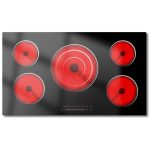 36 Inch Electirc Cooktop with 5 Burner, Nefaracy 9200W Electric Stove with Slide Control, 220V Built-in Ceramic Cooktop, Extended Zone, Timer & Safety Lock, 9 Heating Levels, Hard Wire
