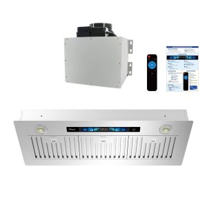 Awoco 36" Ceiling Insert Mount Split Quiet Range Hood with Voice, Gesture, Touch, Remote Controls, 800 CFM Kitchen Hood with 4-Speed Exhaust Fan, Stainless Steel Stove Hood with 6" Blower, LED Lights