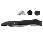 Argyolas 30 Inch Under Cabinet Range Hood, Ductless Oven Hood Vent Convertible to Ducted, Kitchen Stove Extractor with Charcoal Filter and Foil Pipe