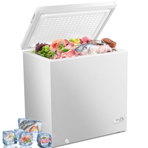 Antarctic Star 7.0 Cu.ft Chest Freezer 6.8℉to -4℉with Removable Basket Free Standing Top open Door Compact Freezer with Adjustable 7 Temperature Defrost Water Drain/Power Saving UL Certified White
