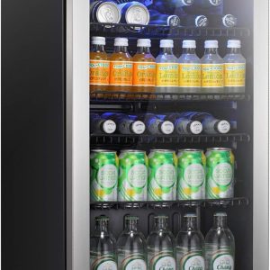 Antarctic Star Beverage Refrigerator Cooler -120 Can Glass Door Mini Fridge, for Soda Cola Beer or Wine Constant Glass Door Small Drink Dispenser Clear Front Door for Home, Bar 3.2cu.ft